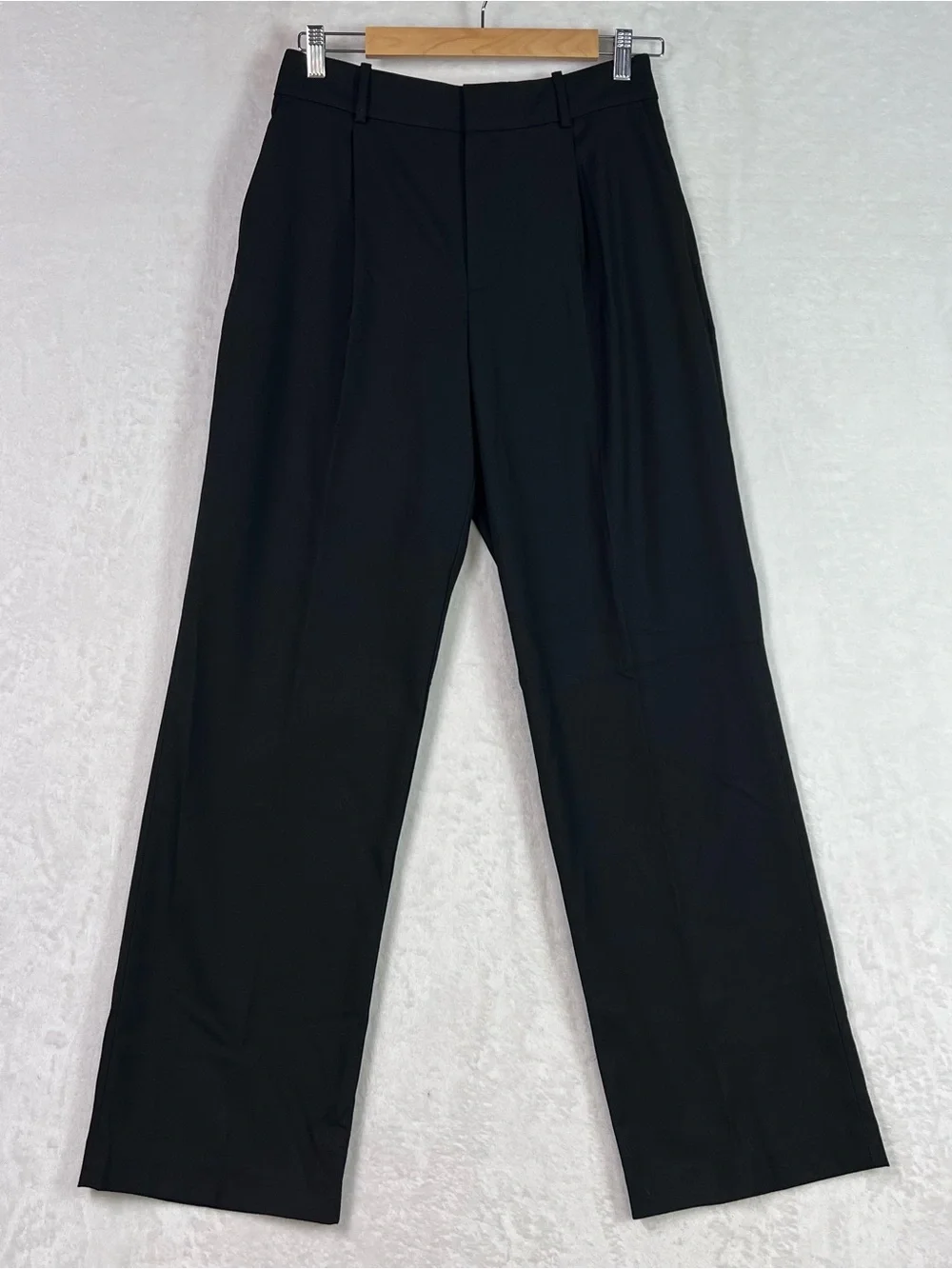 Madewell Slouchy Straight Pants in Brushed Twill Black Trousers Size 6 NWT